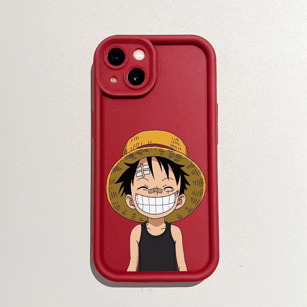 Для iPhone 16 15 14 13 12 11 Pro Max XS Max XR X SE 8 7 Мягкий силиконовый чехол для полной защиты камеры с рисунком Луффи