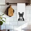 Dog French Bulldog Kitchen Towels, Funny Cute Hand Bathroom Towels Gifts for Dog Lovers Chef, Black and White Retro Tea Dish Towel Decor for Coffee