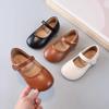 Girls Leather Shoes for Toddlers Kids Big Children Princess Fashion 2024 Spring Autumn Chic Simple Classic Flat Soft Shoes 23-35