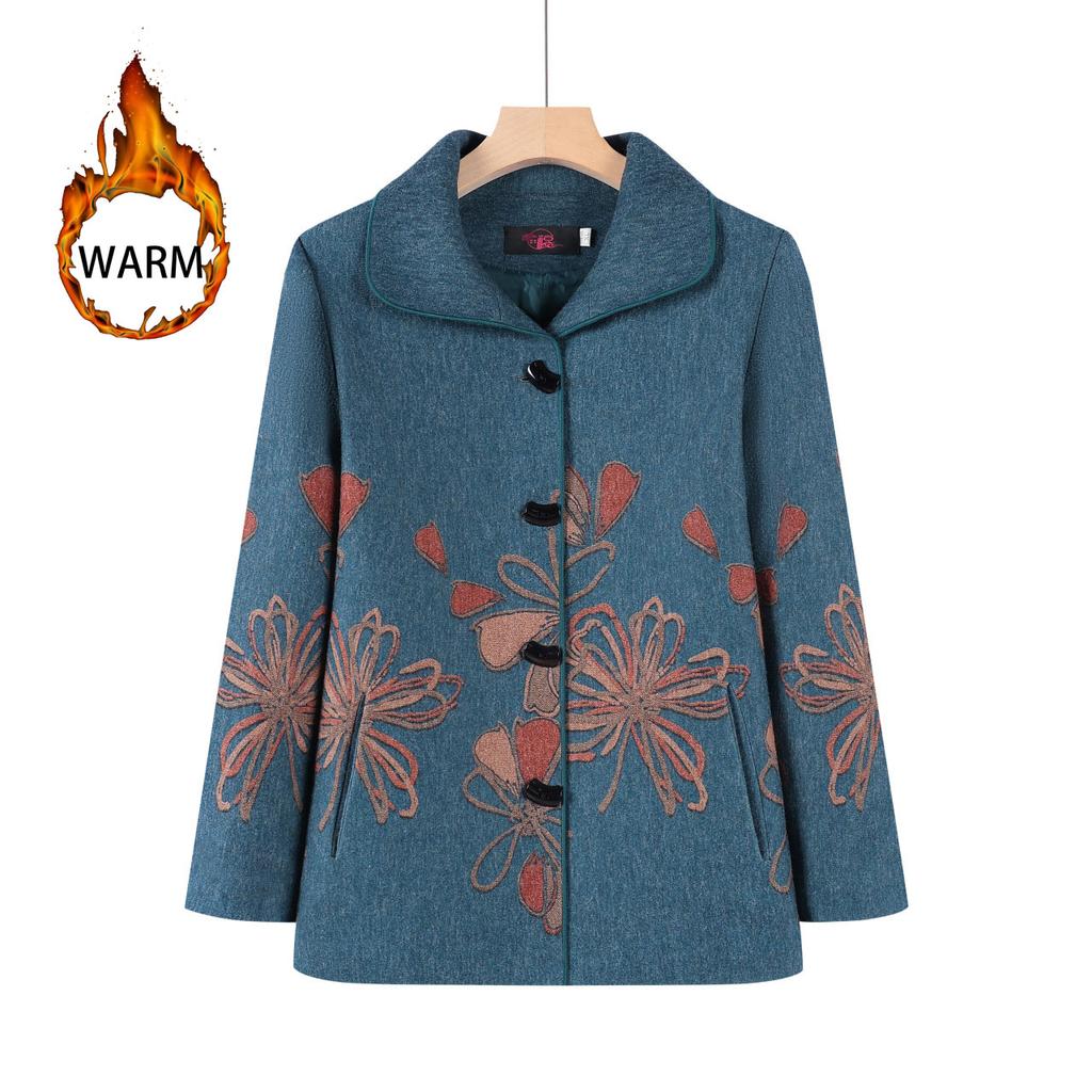 Куртка для бабушки, верхняя одежда, весна-осень, шерстяное пальто для мамы, квадратный вырез, модный наряд для старой леди