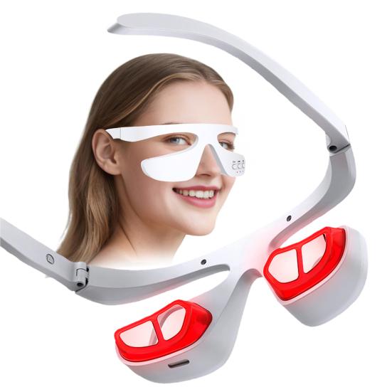 Очки для светотерапии красным светом Массажер для области под глазами Портативное устройство для ухода за глазами Светодиодный корректор для глаз для удаления морщин и подтяжки кожи