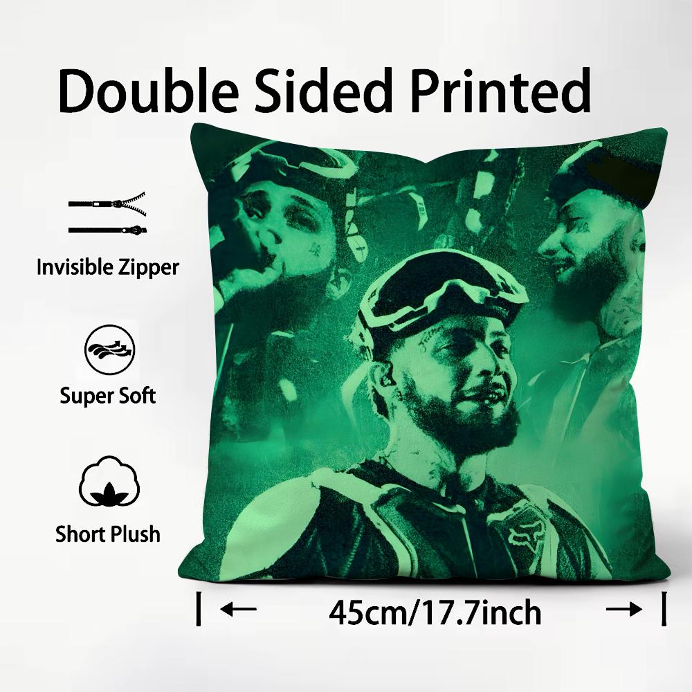 JJc ReyesS Rapper Cushion Cover Plush Fabric Soft DoubleSided Printed Sofa Warm Winter Home Child Gift Pillow Case