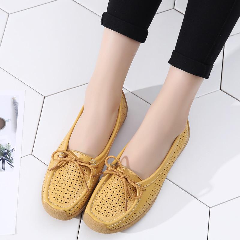 Women Shoes Genuine Leather Ladies Shoes Female Shallow Casual Moccasins Woman Shoes Plus Size