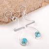 Blue Copper Turquoise Handmade Gemstone Earrings, 925 Solid Sterling Silver Earrings Antique Jewelry, For Engagement Gift