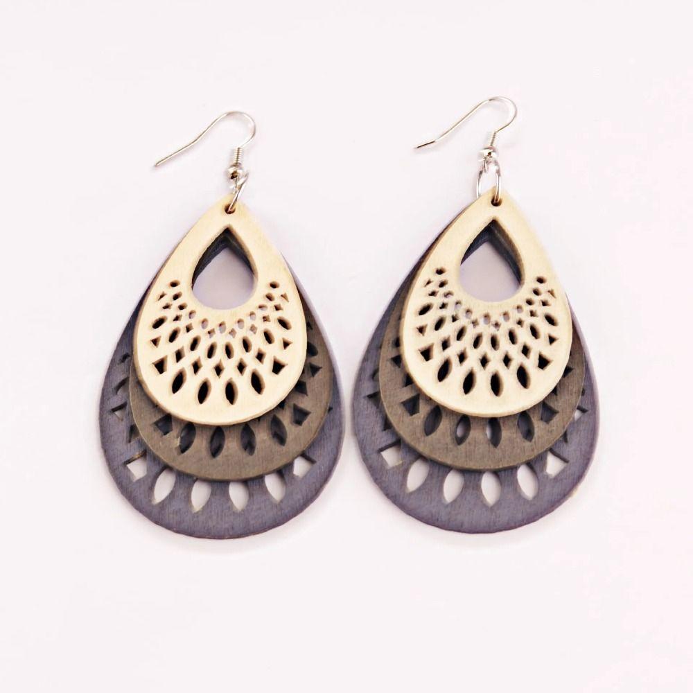 Серьги смешанного цвета, большие, этнические, богемные, винтажные, висячие, деревянные, серьги-подвески, день рождения