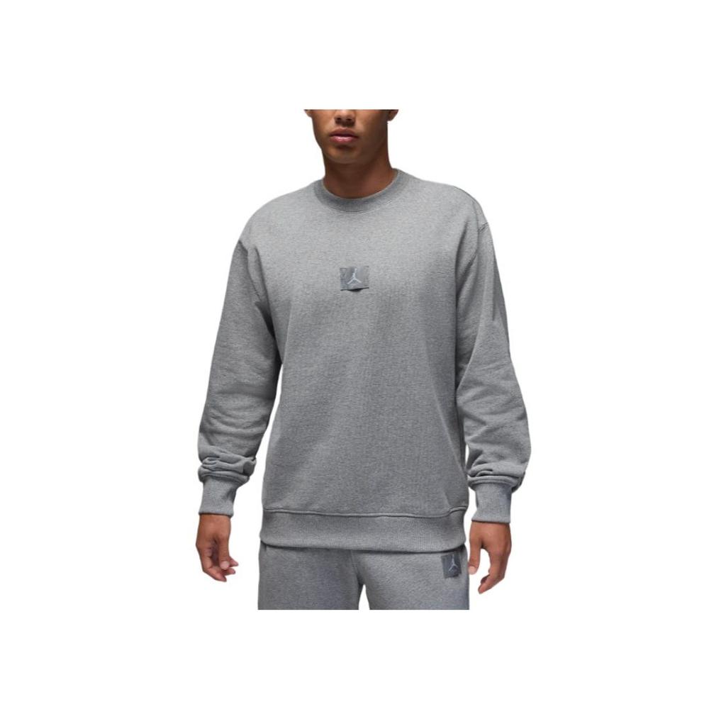 Jordan Спортивная удобная мягкая толстовка Flight Fleece Crewneck с длинным рукавом, мужская толстовка Carbon FV7259-091