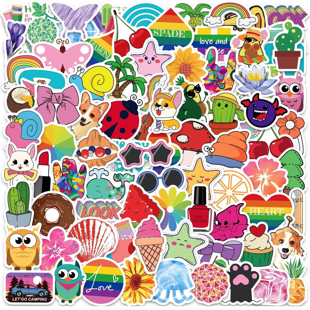 100 Small Size 4cm Love Small Fresh Cute Cartoon Stickers Children's Graffiti Water Cup Stickers