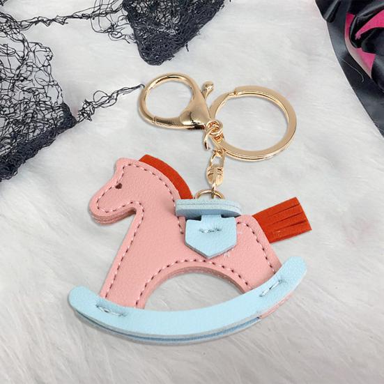 Keychain Imitation Leather Shaking Horse Design Key Chain Pendant Lightweight Key Holder