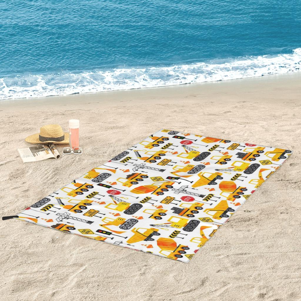 Road Work Watercolor Construction Vehicles Beach Towel Soft Microfiber Quick Dry Absorbent Quick Towels For Bath