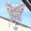 Yousheng Rhinestones Butterfly Sun Catcher Metal Wind Chime with "I Love You Mom" Heart Handmade Gift for Mother's Day