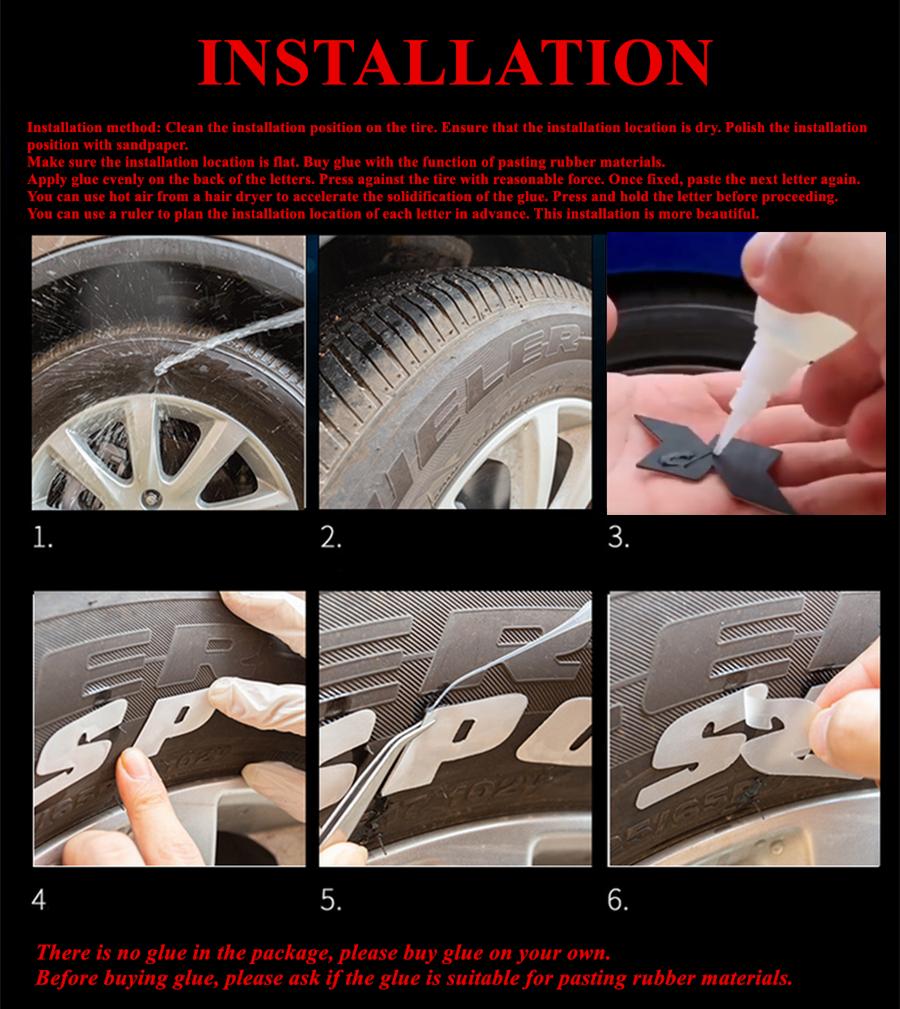3D Светоотражающий Набор Букв для Шин 8 Групп 4 Шины