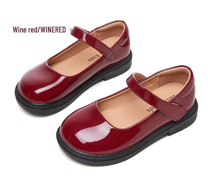 Spot Goods Kids' Princess Leather Shoes - Spring/Autumn 2025, Black Primary School Performance Shoes, Soft Leather and Sole.