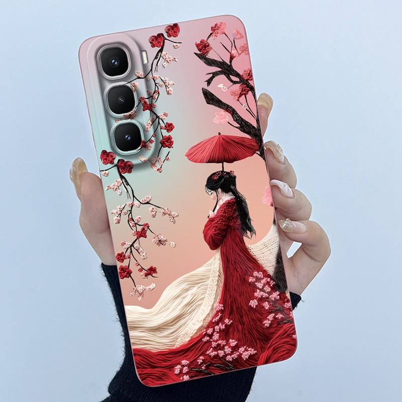 Чехол для Infinix Hot 60 Pro Plus Модный Простой Цветок Жидкий Силикон Защита Камеры Чехол Для Infinix Hot 60 Pro+ Capa
