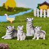 Resin Simulation Husky Dog Animal Figurine Miniature Fairy Garden Bonsai Decor