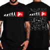 Vintage T-shirt for Men Human Evolution Motocross Design Tees Autocycle Motorbike Speedometer Double-sided Print Game Black Tops