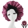Silk Satin Sleep Cap with Ribbon Bow for Women - Elastic Wide Brim Bath Headscarf Hat for Hair Care