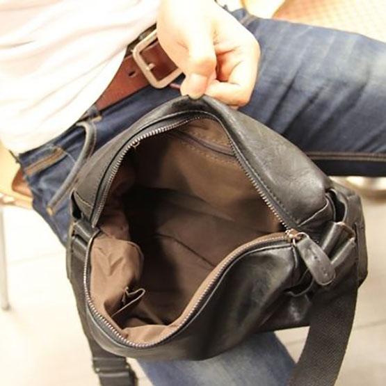 Мужская маленькая сумка, мини-сумка для мобильного телефона, однотонная сумка из мягкой кожи на одно плечо, универсальная деловая сумка