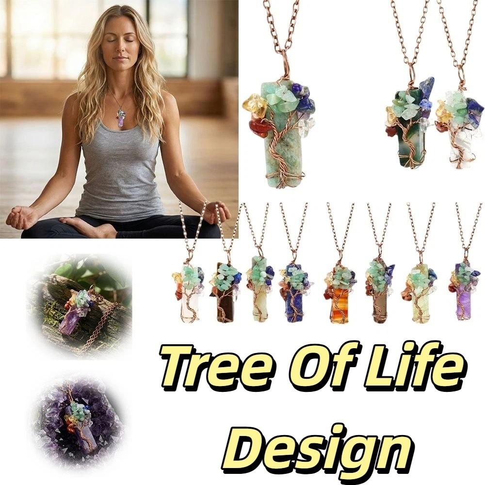 Tree Of Life Design Crystal Tree Of Life Irregular Crystal Crushed Stone Pendant  Gift For Women