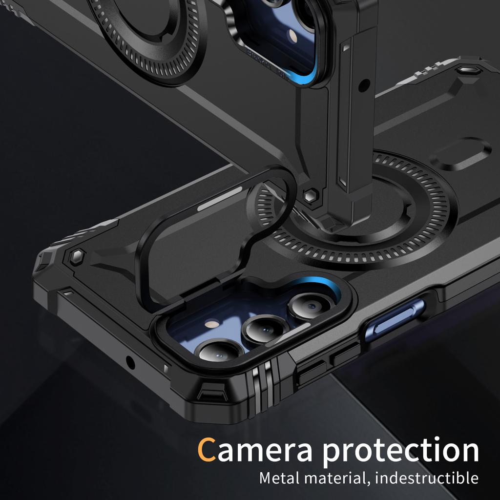 Samsung Galaxy A16 5G беспроводная зарядка автомобильный магнитный чехол для телефона четыре угла защита от падения отпечаток пальца металлическая подставка защитная крышка