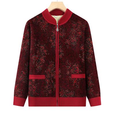 Пожилая бабушка среднего возраста носит плюшевый толстый кардиган, вязаный свитер, мама, новый теплый топ с цветами, свитер для пожилых мужчин, новый