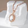 Oval White Zircon Women's Necklace Hollow Texture Large Pendant Boho Style Golden Jewelry Vintage Luxury Accessories