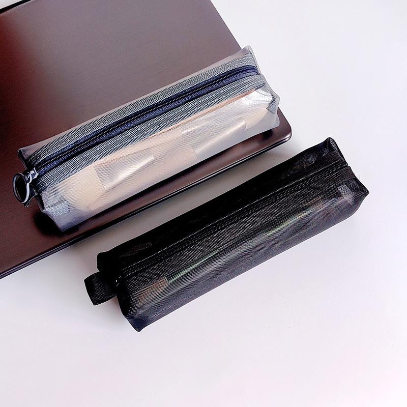 Косметичка, губная помада, сумки для хранения кистей для макияжа, студенческий прозрачный сетчатый пенал, дорожный косметический органайзер для женщин