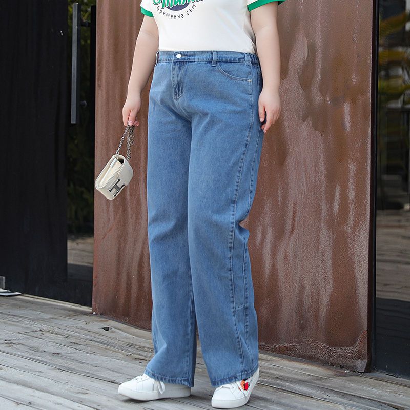 Plus Size Women High Waist Oversized Jeans Streetwear Y2k Straight Leg Pants Loose Wide Leg Trousers Denim Pants