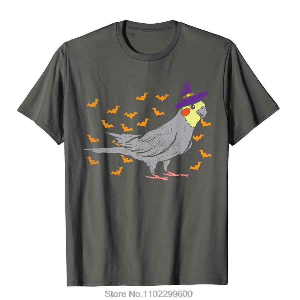 Cockatiel Bird Witch Hat Halloween Tshirt Animal Lover Gift Clothes On Sale Unisex T Shirt Anime Tops Cotton Tees Streetwear