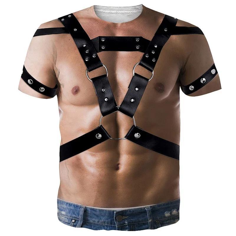 Футболка с забавным принтом Muscle Body 3D, мужская дизайнерская одежда, уличная одежда, футболки с коротким рукавом, футболки с уродливыми волосами на груди, одежда