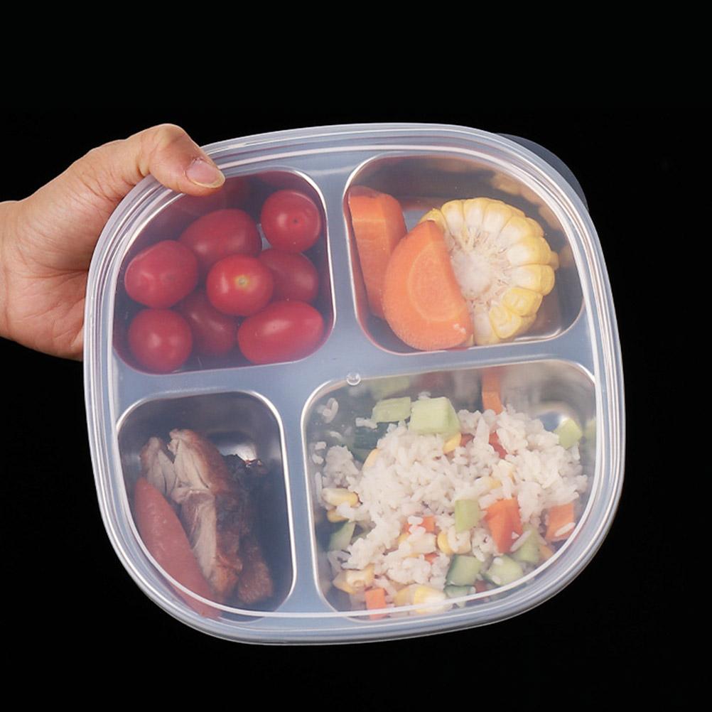 Пищевая тарелка Тарелка Тарелки Разделенный стальной поднос Нержавеющая еда Обеденные подносы Отделение Детская порция Обеденный раздел Управление сервировкой