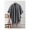 Women Fashion Solid Color Double Sided Faux Cashmere Warm Large Tassel Scarf