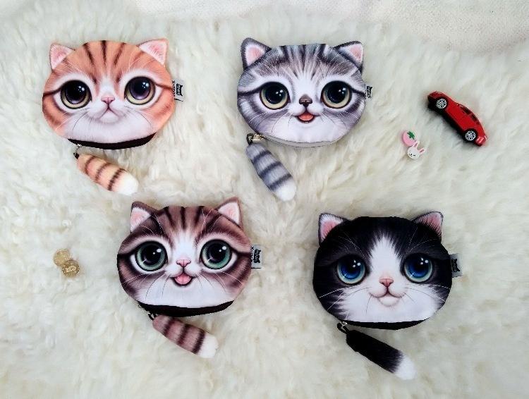 3D-принт хвост монета сумка компактная женская сумка для девочек милый кошелек в виде кошки кошелек