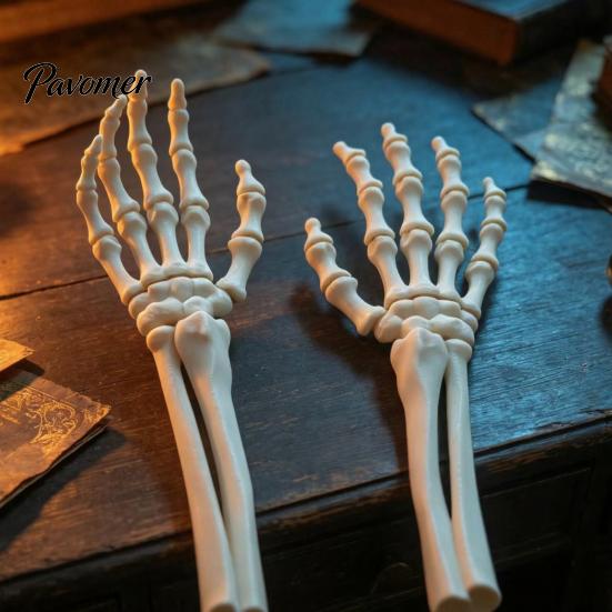 Суставчатая Скелетная Рука 1 Пара 3D-Печатный Хэллоуинский Реквизит, Позируемая Готическая Настольная Украшение Костяной Коготь Декор для Дома с Привидениями, Жуткой Вечеринки