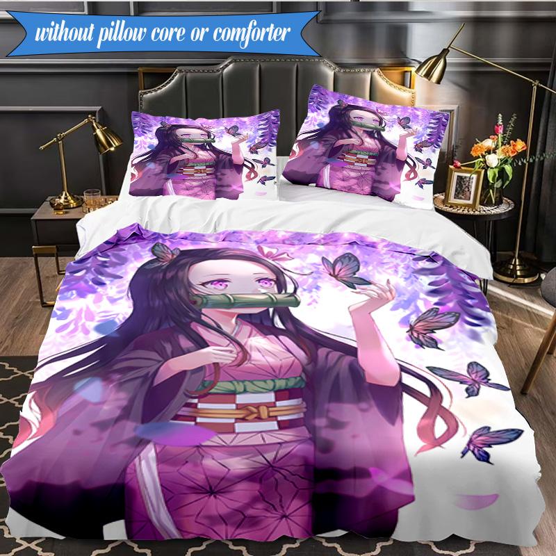 Vibrant Anime Characters 3pcs K-pop music group Bedding set,Ideal for Bedroom, Dormitory,Including Duvet Cover And 2pcs Pillowcases,Fan gifts