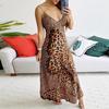 Женское длинное платье с леопардовым принтом и бабочкой без рукавов для ночного клуба и глубокого V-образного выреза