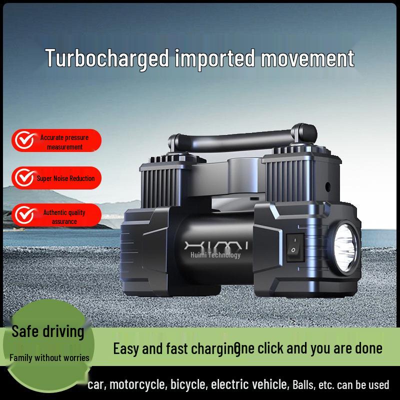 19-цилиндровый портативный автомобильный воздушный насос с фонарем - Мощный шинный насос