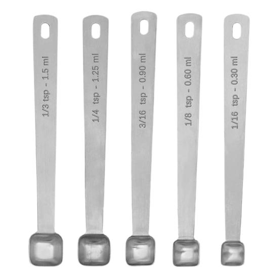 1 Set Measuring Spoon Food Grade Polished Surface Rustproof High Precise Clear Scale Stainless Steel Seasoning Spice