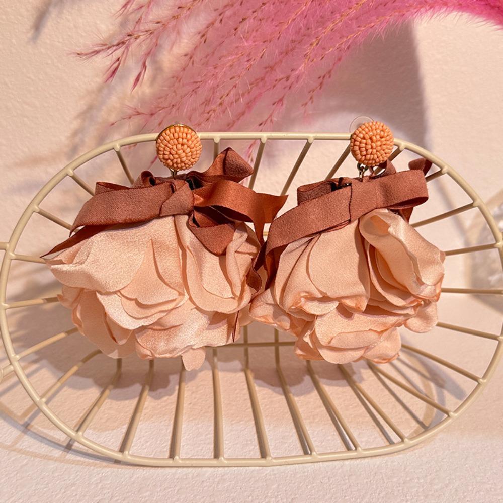 Accessories Classic Romantic Earrings Bowknot Dangle Earrings Exaggerated Colorful Flower Earrings