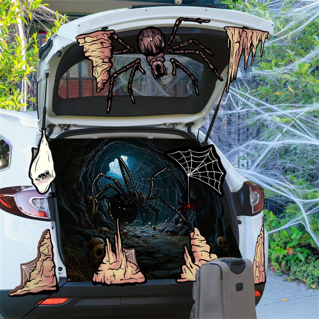 Набор для украшения багажника или украшений - Хэллоуинские украшения для автомобиля, страшная наклейка с лицом ведьмы, декор для автомобиля для улицы, гаражной арки, двери, стены, окна, дома с привидениями