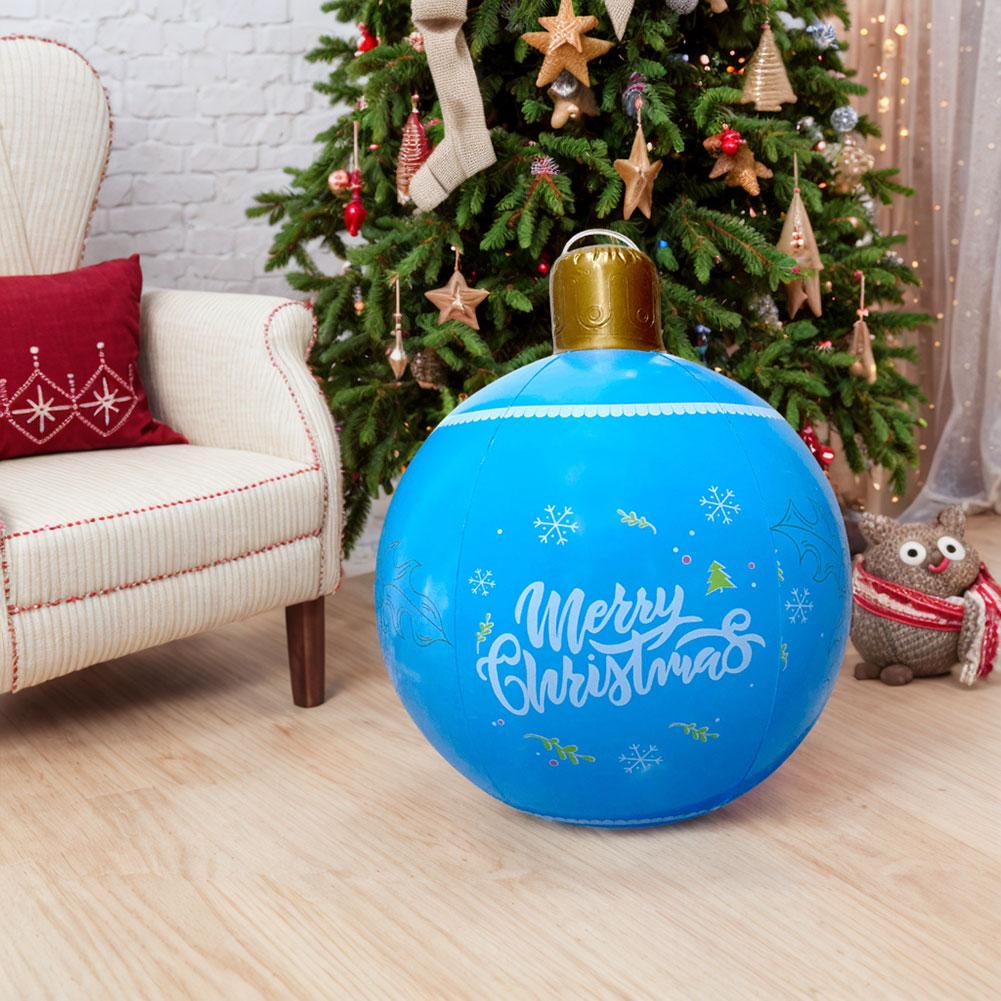 60cm Large Inflatable Christmas Balls PVC Giant Big Large Balls Xmas Tree Decorations Toy Outdoor Xmas Holiday Yard Lawn Balls