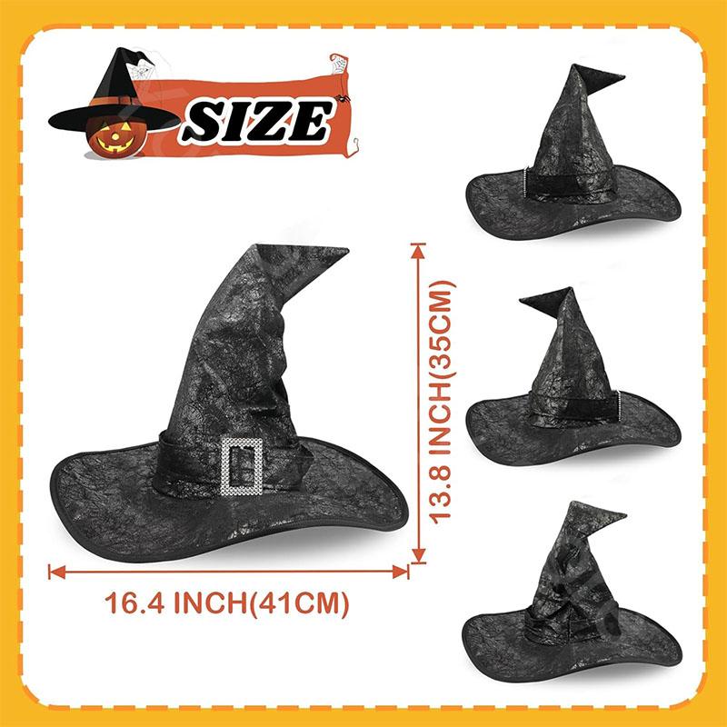 Хэллоуин складки ведьма волшебник черная шляпа вечерние косплей костюм головные уборы кепка дьявола реквизит украшения поставки для взрослых женщин мужчин