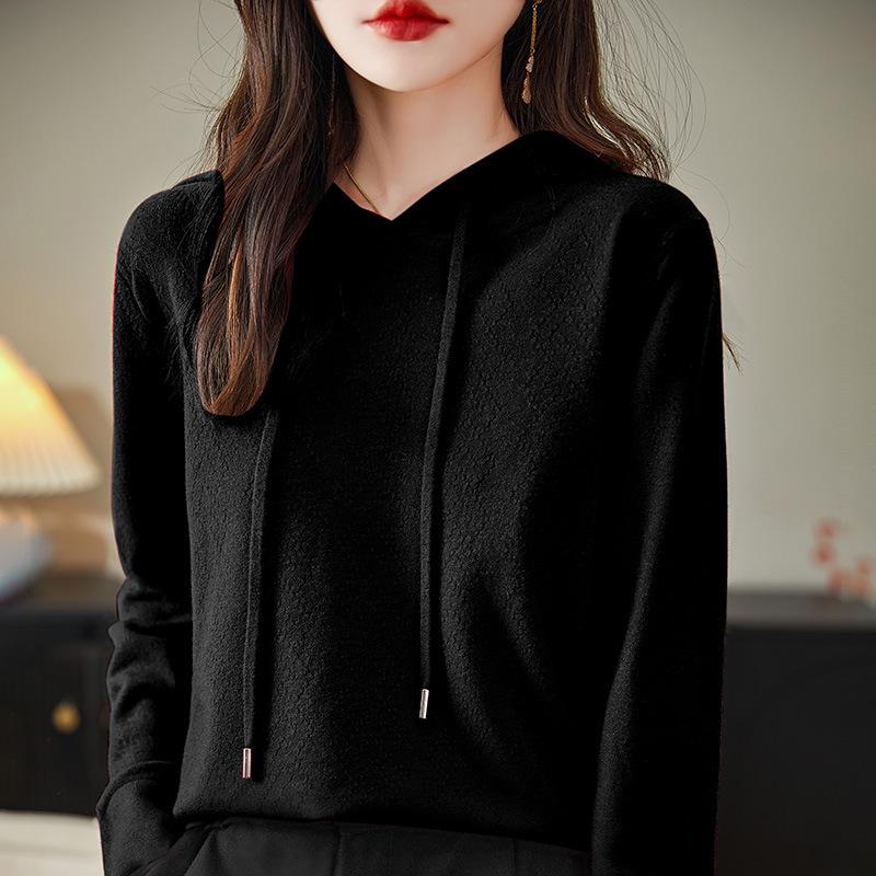 2024 Autumn Women's Knit Hoodie Pullover & Cardigan Sweater Loose Top
