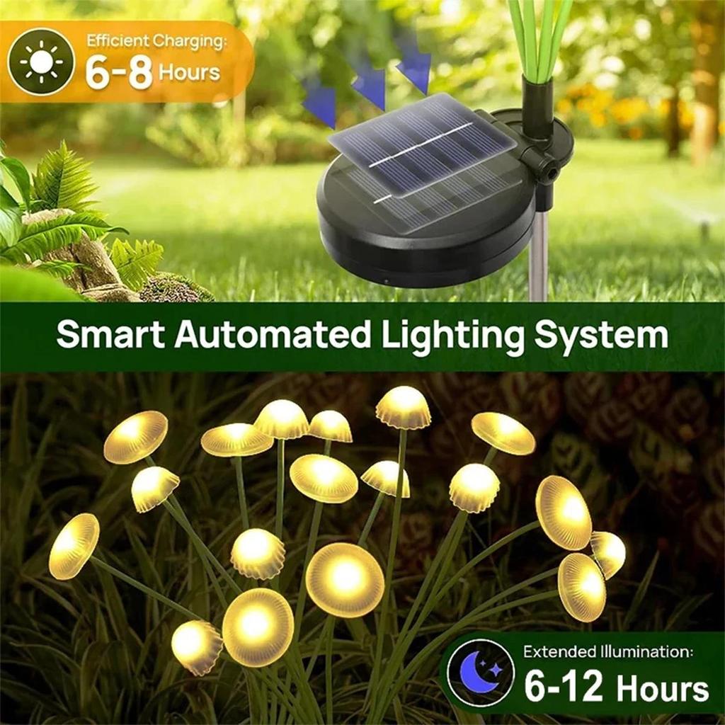 Solar Garden Lights Led Jellyfish Light Mushroom Panel For Fence Lighting Yard Outdoor Waterproof Ip65 Backyard Decoration With