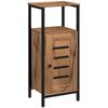 Bathroom Floor Cabinet With Slatted Door Open Niche Steel Frame 37 X 30 X 85 Cm Rustic Brown