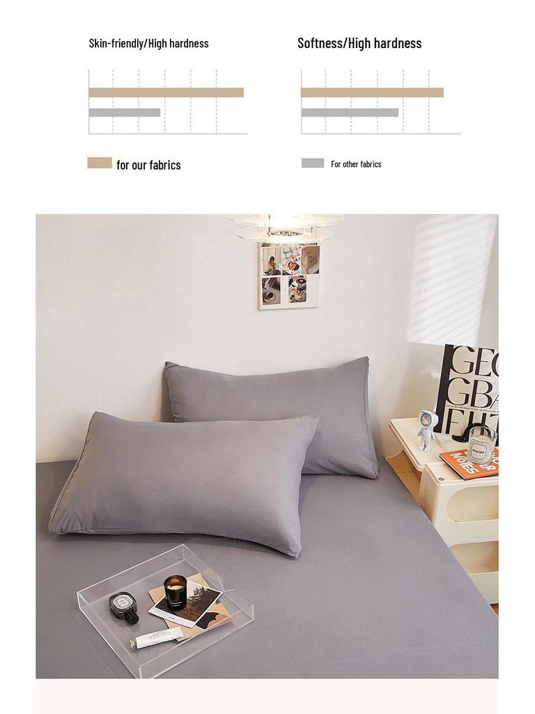 2024 Non-slip Solid Color Single Bed Fitted Sheet Dust Cover - Ins Style
