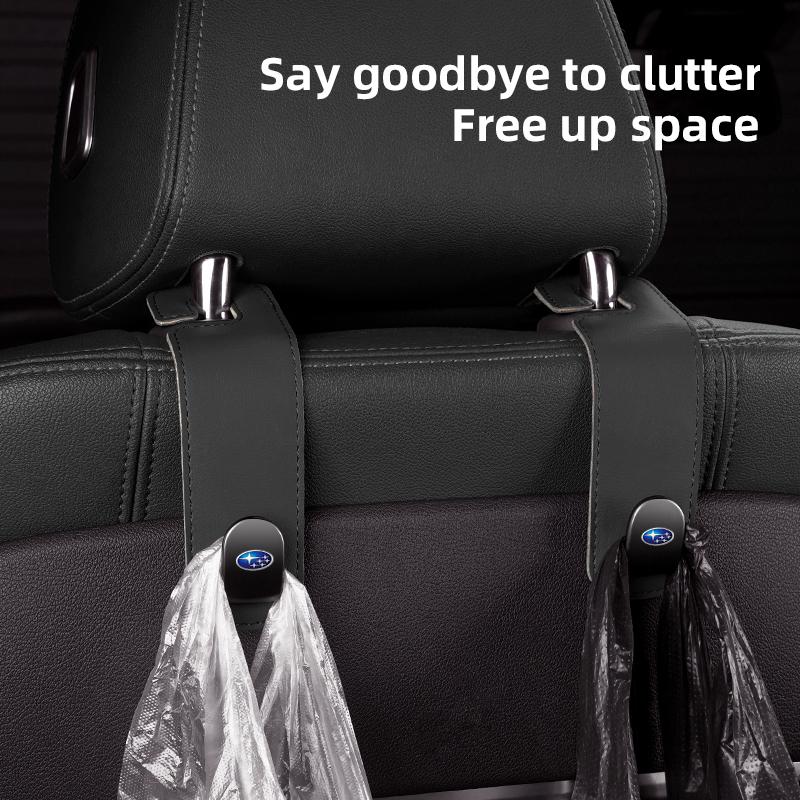 2Pcs Car Seat Back Hook Foldable Headrest Hanger Organizer For Subaru Impreza Legacy WRX STI BRZ Forester XV Outback Valve Cap WW3