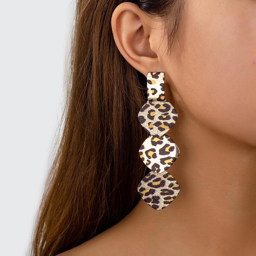 Leopard Print Long Tassel Earrings for Women