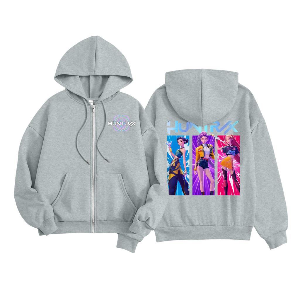 Детская модная женская легкая толстовка с длинными рукавами, застежкой-молнией, принтом и карманами.