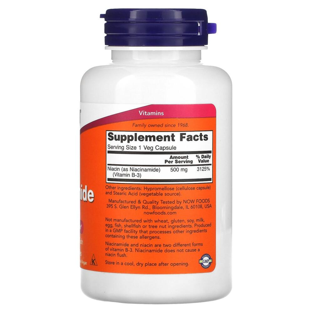 Now Foods Niacinamide 500mg Veggie Capsules, 100 Count - 2 Pack