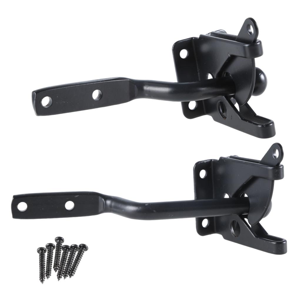 Automatic Gravity Lever Gate Latches Lock Steel Self Locking Bolts Heavy Duty Black Steel Gate Lock for Garden Fence